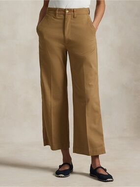Polo by Ralph Lauren Wide-Leg Crop Pants in Khaki